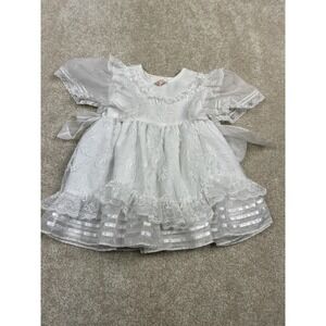 Jo Lene Dress Girls 2T White Lace Puff Sleeve Fit Flare Party Wedding Formal